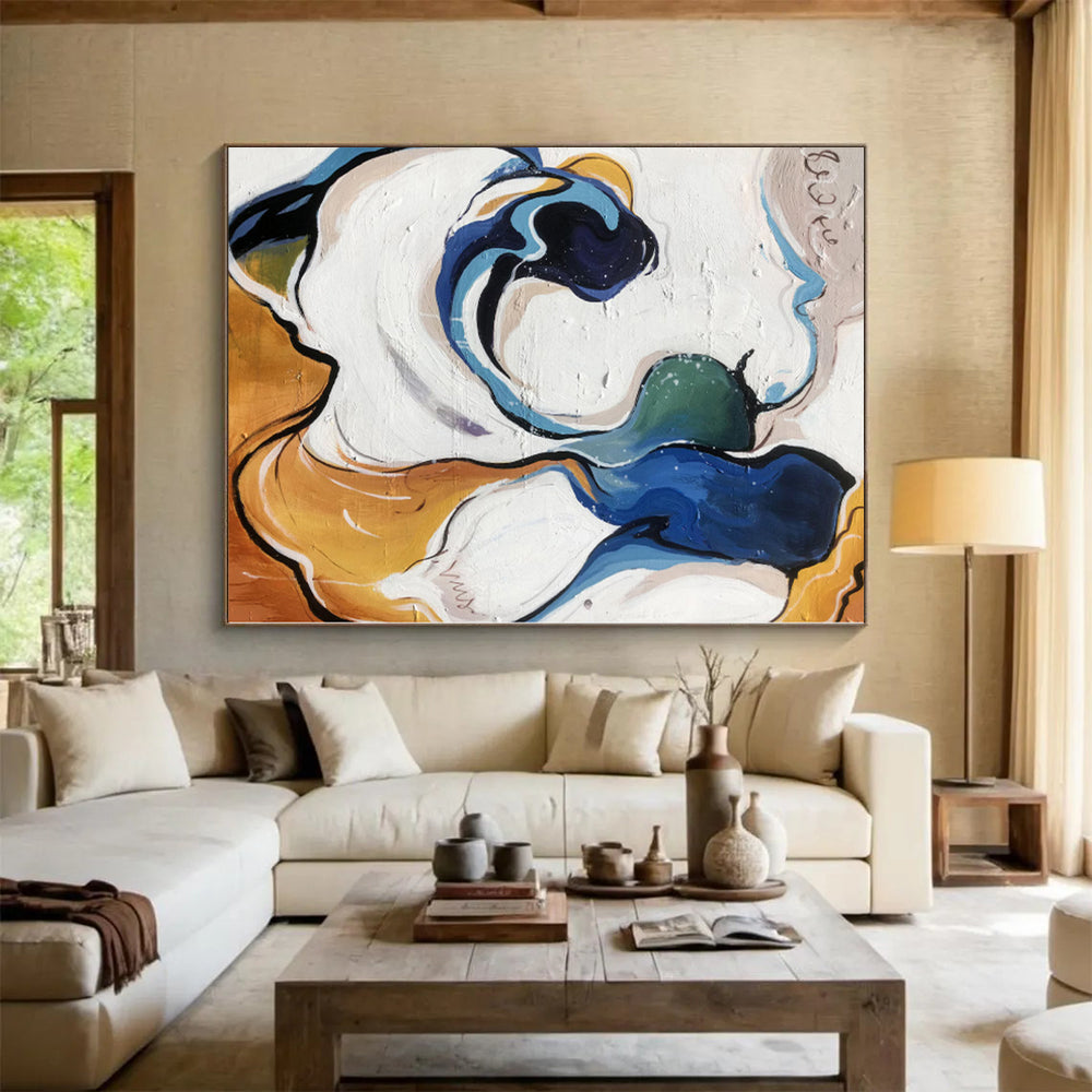 Large Custom Abstract Painting for Home Bar and Lounge Feature Walls