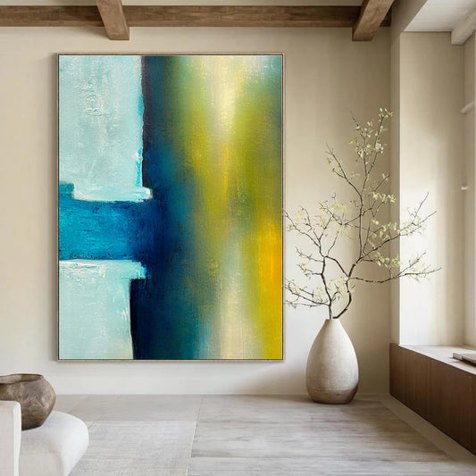 Colossal Hand-Painted Contemporary Abstract Mural for Bedroom Shared Spaces