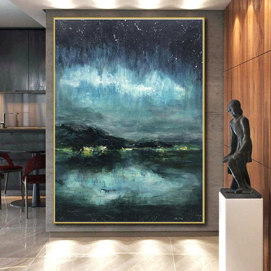 Oversized Custom Abstract Painting for Mudroom Pet Washing Station Wall