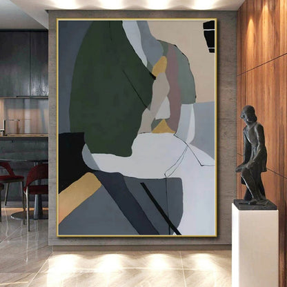 Large Custom Abstract Painting for Home Bar and Lounge Seating Back Walls