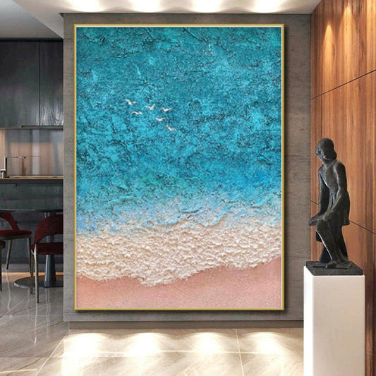 Extra-Huge Abstract Digital-Inspired Hand-Painted Painting for Home Music Studio Wall