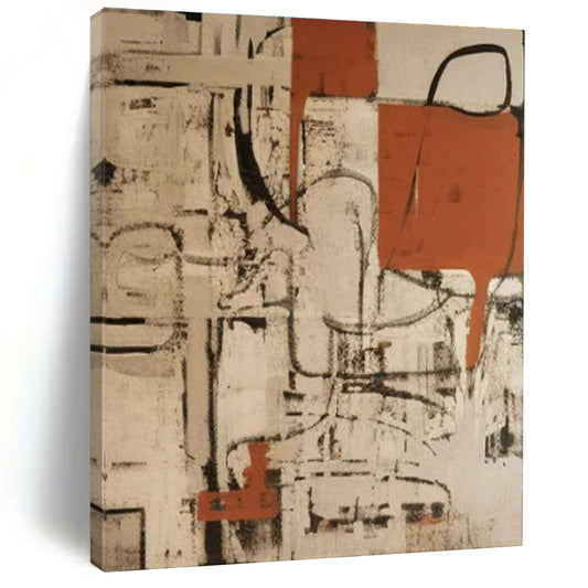 Huge Contemporary Abstract Painting for Attic Living Space Rustic-Chic Transformation