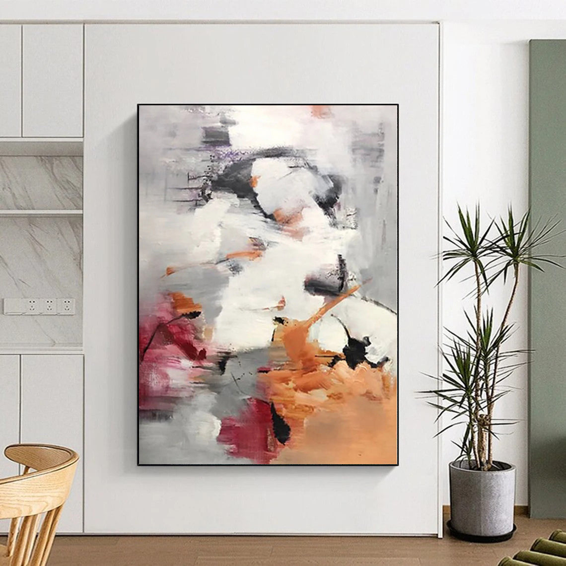 Oversized Custom Abstract Painting for Home Wine Cellar Tasting and Storage Feature Walls