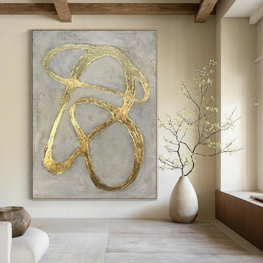 Oversized Hand-Painted Modern Abstract Painting for Family Home Home Offices