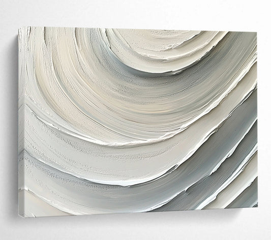 “Gray - White Textured Swirls” - Gray, White, Textured swirl patterns - Relief Art HB1791