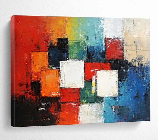 “Colorful Cubist Blocks” - Red, Green, Blue, Abstract Cubist Blocks HB1134