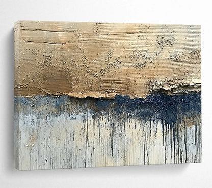 “Textured Earth Tones” - Beige, Blue, White, Raw Textured Painting On Canvas HB1014