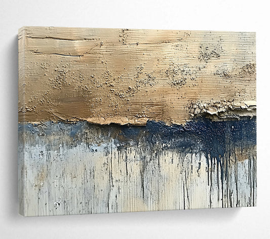 “Textured Earth Tones” - Beige, Blue, White, Raw Textured Painting On Canvas HB1014