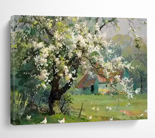 Spring Blossom Farmhouse - Charming Living Room or Bedroom Art DLZ215