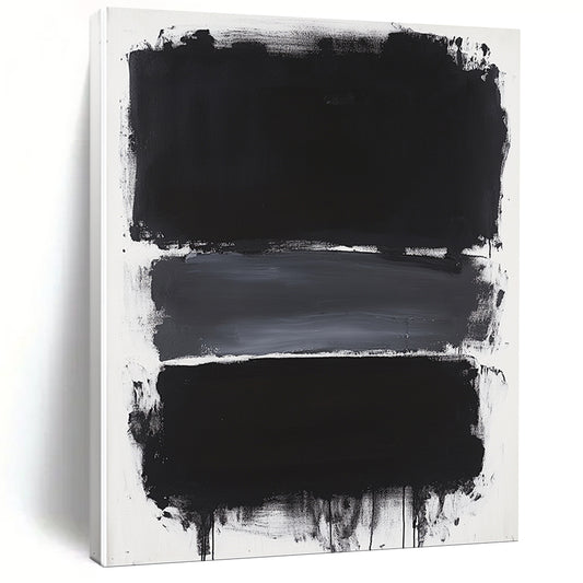 Black, Gray and White Layered Rectangles "Subtle Depth" Painting On Canvas HB277