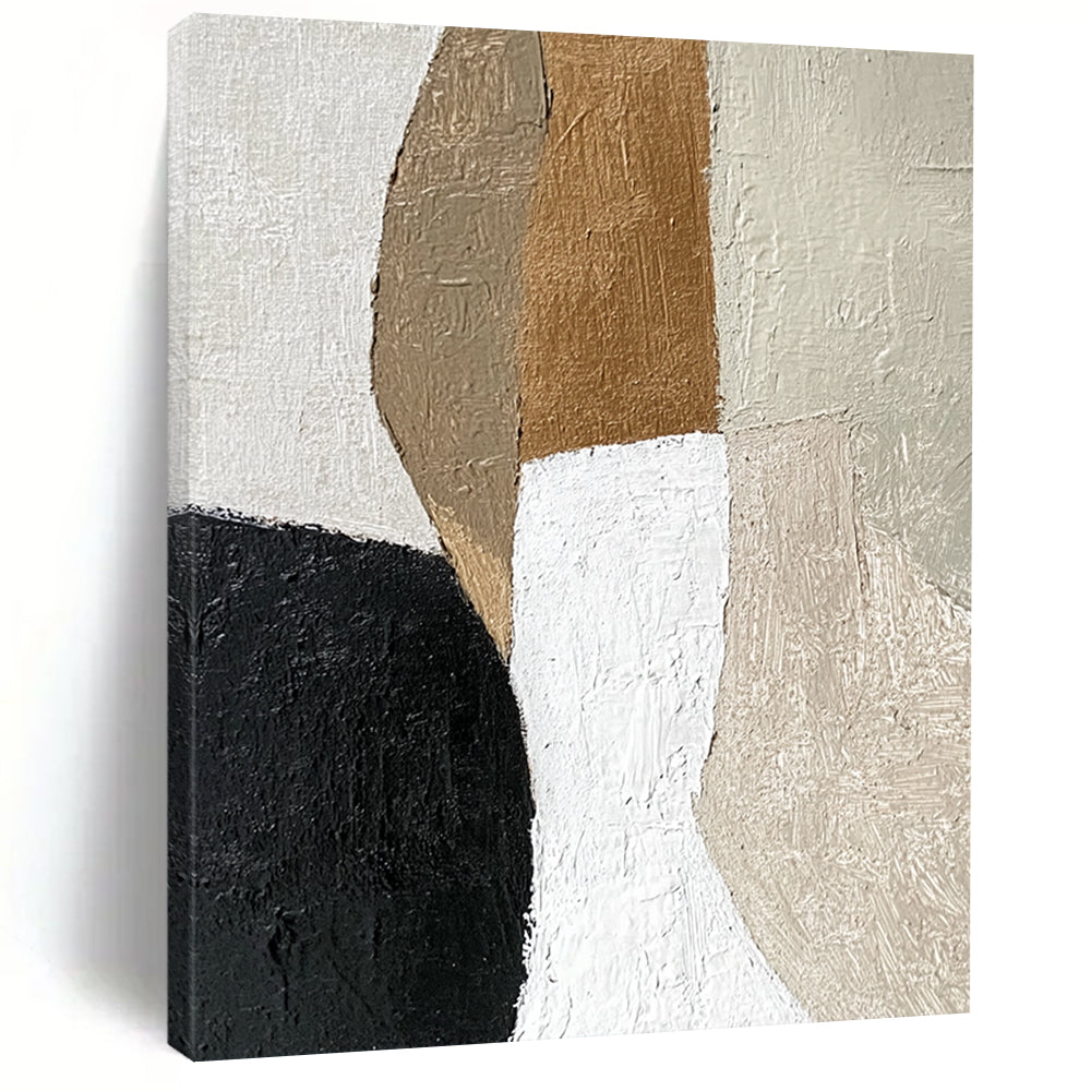 Contemporary hand-painted abstract artwork featuring a detailed leg and foot profile in textured neutral colors with bold brush strokes. DLZ0970