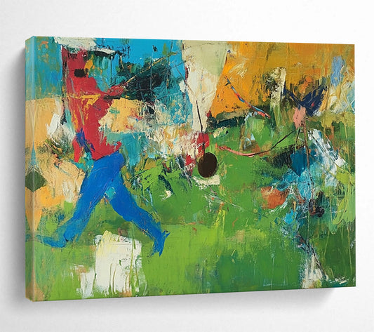“Vibrant Sports Abstract” - Red, Blue, Green, Yellow with Dynamic Figures - Painting On Canvas HB1377
