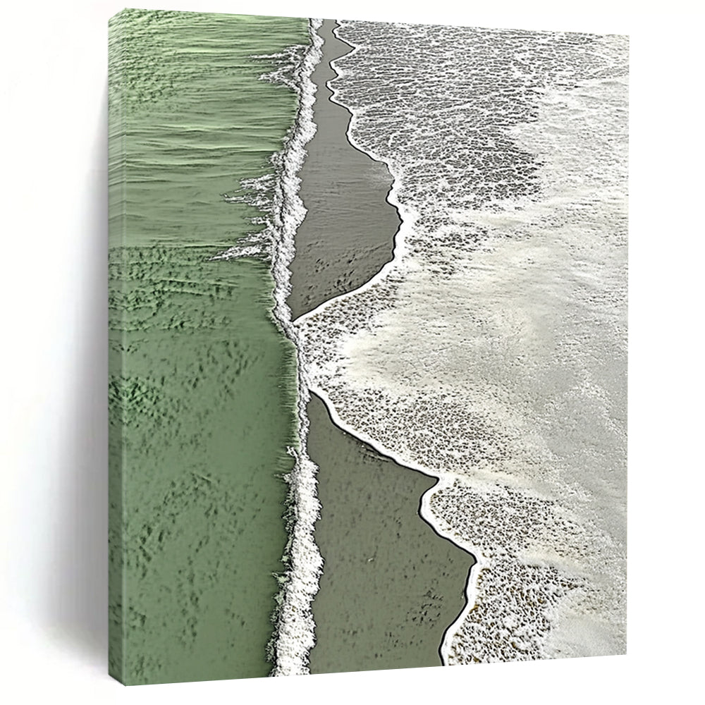 Contemporary large abstract painting depicting coastal harmony with vibrant waves and intricate patterns reflecting nature's serene beauty. DLZ1436