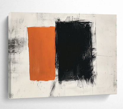 Dynamic Orange and Black Shapes - Energetic Abstract Painting On Canvas HB0463