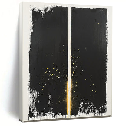 Black & Gold Vertical Split - “Stellar Curtain” Painting On Canvas HB195