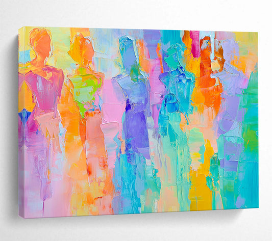 “Colorful Figure Silhouettes” - Bright Colors, Figure Shapes - Painting On Canvas HB1406