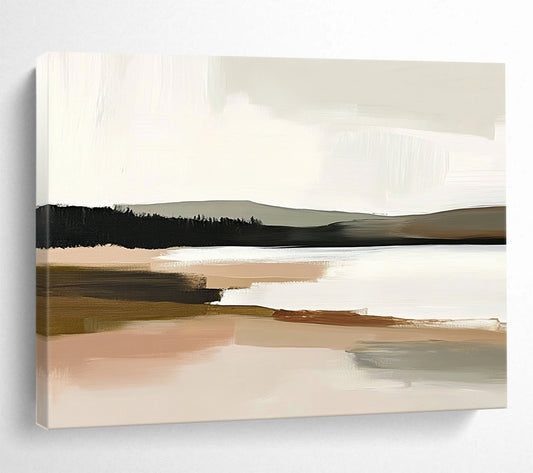 “Soft Tonal Landscape” - Beige, Gray, Brown, Muted Natural Scene - Abstract Landscape Painting HB1668