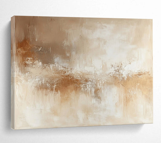 “Beige - Brown Abstract Flow” - Beige, Brown, Flowing Textures Painting On Canvas HB0789