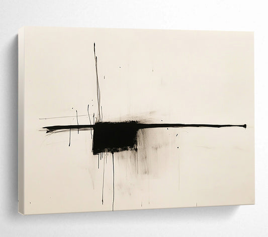 “Expressive Black Ink Drizzles” - Black, White, Minimalist Abstract Marks - Ink Painting HB1664