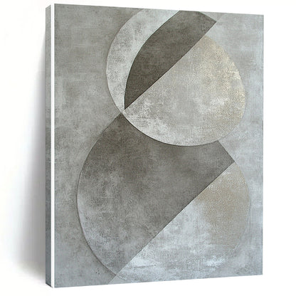 Gray and Silver Geometric Circles "Subtle Geometry" Painting On Canvas HB401