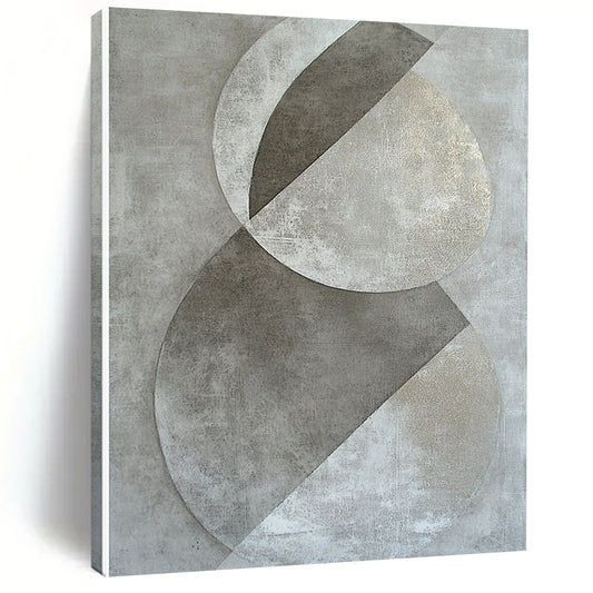 Gray and Silver Geometric Circles "Subtle Geometry" Painting On Canvas HB401
