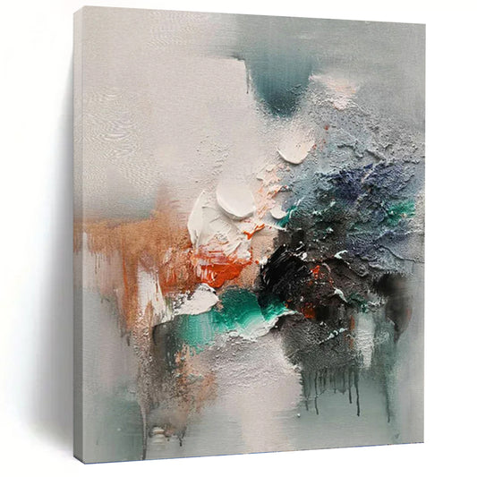 Extended - Height Vertical Hand - Painted Textured Custom Abstract Elegy for Bedroom and Hotel DKH1572