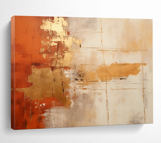 Orange - Gold Blending Abstract Painting - Catalyst for Vibrant Atmosphere in Dining Room DLZ094