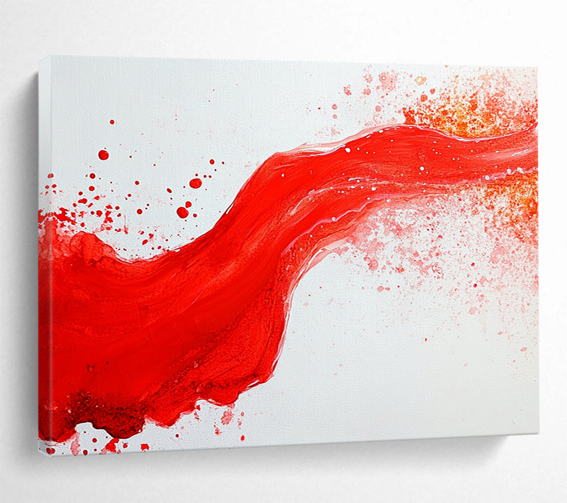 “Red Wave Splash” - Red, White, Abstract Wave Painting On Canvas HB0752