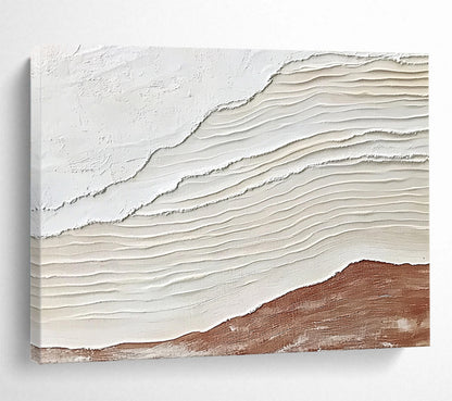 “Textured White and Brown Waves” - White, Brown, Textured wavy patterns - Relief Art HB1790