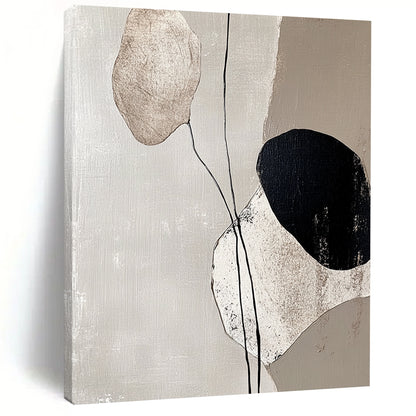 Contemporary hand-painted abstract art featuring tranquil beige tones and textured stone-like forms highlighting calmness and minimalism in any space. DLZ1132