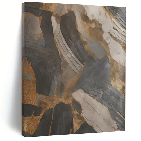 Layered Abstraction: Hand - Painted Custom Abstract Gem for Dining Room and Bar DTP137