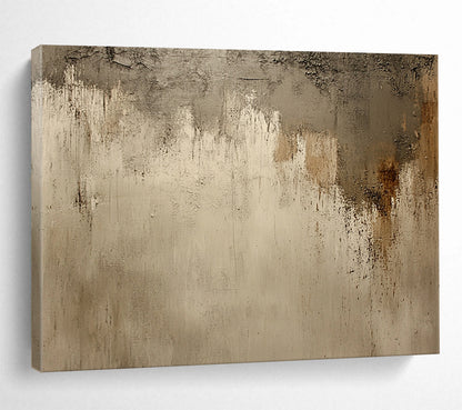 “Textured Beige - Gray Wall” - Rough, textured beige and gray, Textural Abstract Painting On Canvas HB0549