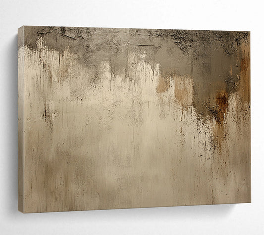 “Textured Beige - Gray Wall” - Rough, textured beige and gray, Textural Abstract Painting On Canvas HB0549