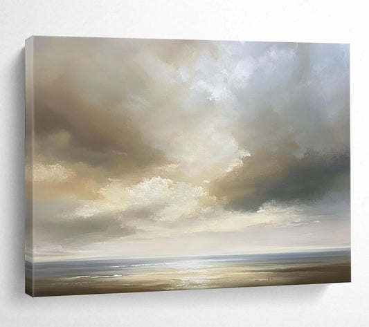 “Moody Sea and Sky” - Greys, Browns, Blues, Sea - Scape - Abstract Oil Painting HB1581