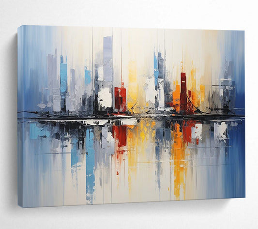 Abstract Cityscape Reflection - Modern Urban Living Room Art DLZ170