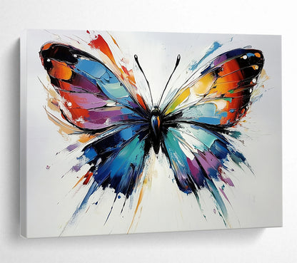 “Colorful Textured Butterfly” - Colorful Palette, Textured Butterfly Wings Painting On Canvas HB0847