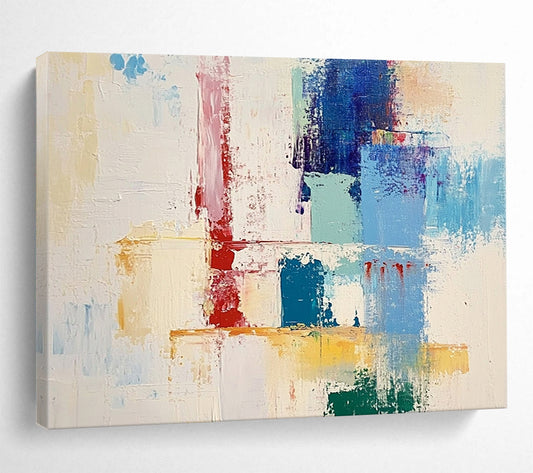 “Colorful Geometric Abstract” - Colorful Palette, Geometric Abstraction Painting On Canvas HB0874