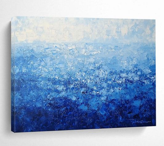 “Blue Gradient Textured Sea” - Blue, Gradient Textures, Sea - Like Painting On Canvas HB0843