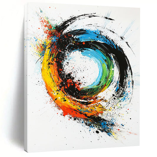 Colorful, Swirling Circle "Vibrant Color Vortex" Abstract Expressionist Painting On Canvas HB177