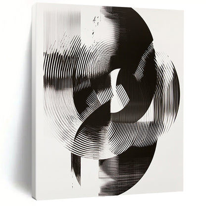 Black & White Intertwined Rings - “Infinite Mobius Dance” Painting On Canvas HB187