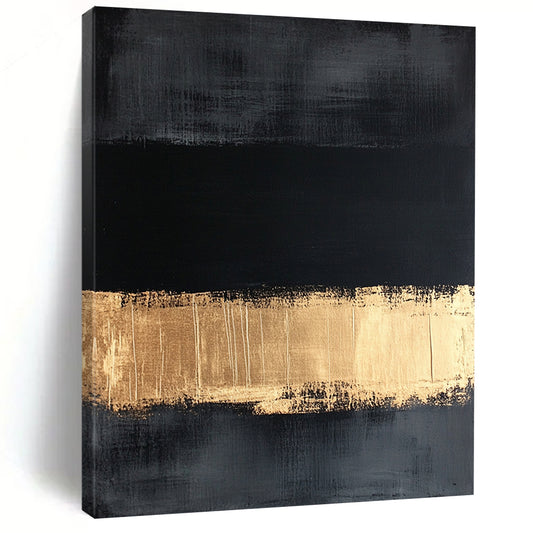 Black, Gold, Gray, Textured Stripes "Gilded Grunge" Abstract Expressionist Painting On Canvas HB114