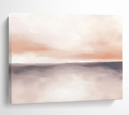 “Blush Horizon” - Soft Pink, Gray, Tranquil Sky and Water Painting On Canvas HB0926