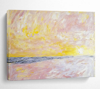 “Pastel Sunrise Beach” - Pink, Yellow, Purple, Abstract Dawn - Impressionist Acrylic Painting HB1509