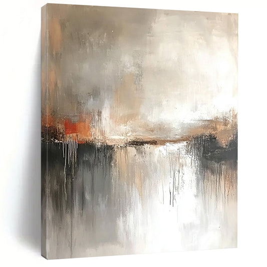 Contemporary abstract painting with muted colors, gray tones, and atmospheric effect, inspired by J.M.W. Turner’s expressive landscapes. DLZ0406