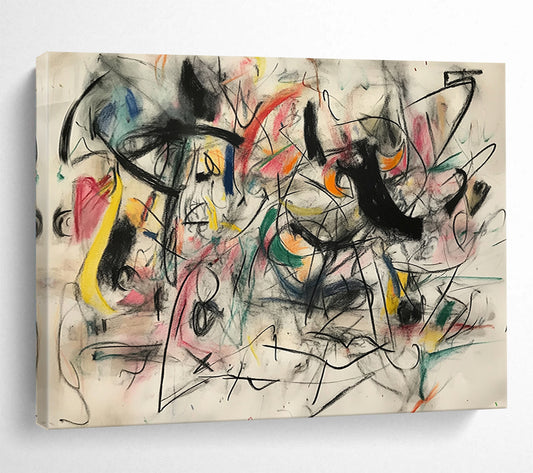 “Chaotic Colorful Abstract” - Multicolor lines, dynamic shapes, white background, Abstract Expressionist Painting On Canvas HB0601