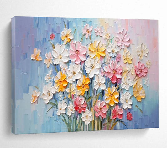 Textured Flower Bouquet - Cheerful Living Room or Dining Room Art DLZ210