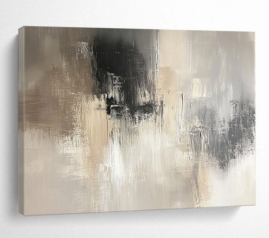 “Neutral Gray Abstract” - Beige, Gray, White, Subtle Abstract Textures Painting On Canvas HB0965