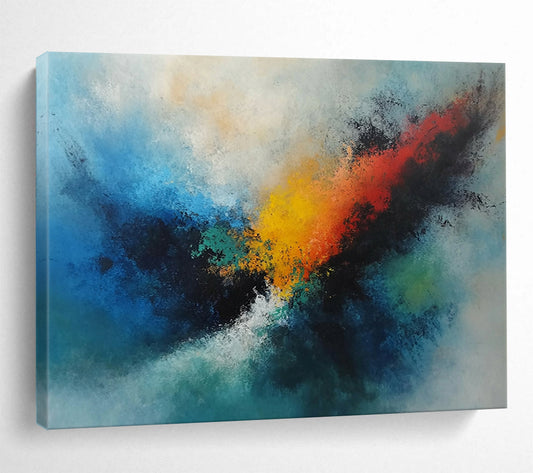 Blue and Colorful Abstract Swirl - “Vibrant Whirlpool” Painting On Canvas HB1462