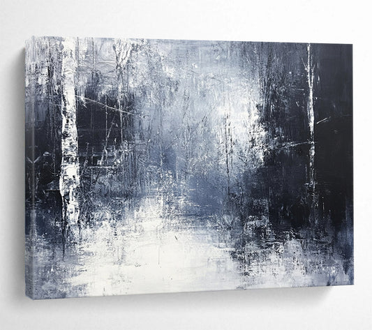 “Gray Abstract Forest” - Gray, White, Black with Forest - like Textures - Abstract Acrylic Painting HB1351
