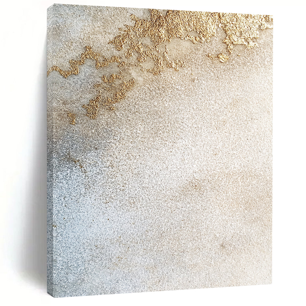 Beige, Gold, Textured Patches "Gilded Sandstone Textures" Abstract Minimalist Painting On Canvas HB172